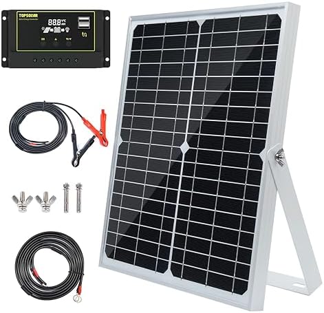 Topsolar 30W 12V/24V Solar Panel Kit, Monocrystalline Solar Batte...