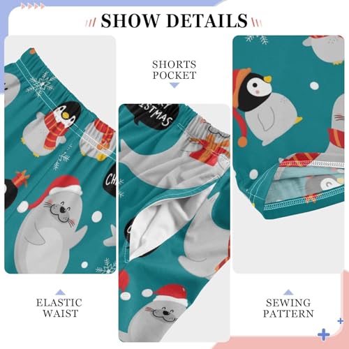 ZZXXB Merry Christmas Sea Lion Penguin Boys Long Pants Soft Trousers Elastic Waist Kids Lounge Bottoms with Pockets S-XL4