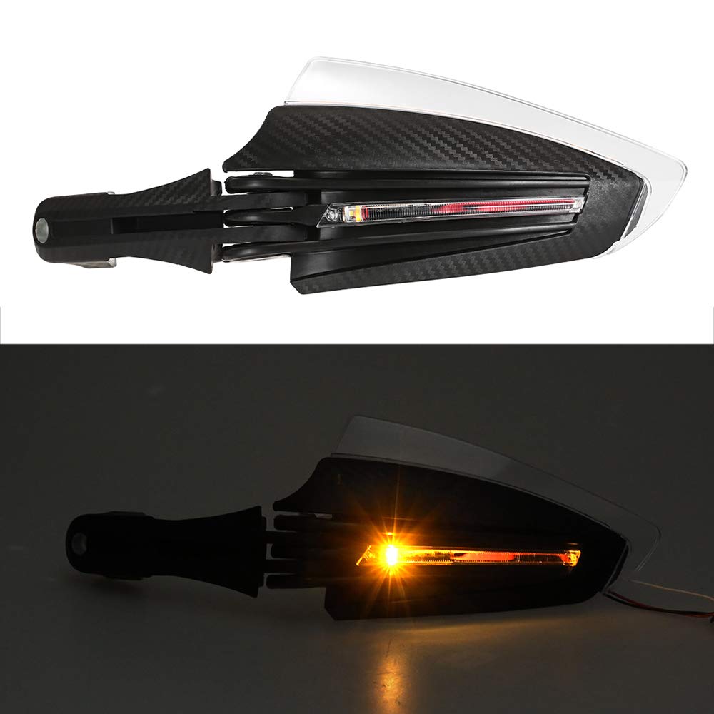 Paramani per Moto con Luci LED Indicatori di Direzione Protezione Manubrio Hand Brush Guards Sicurezza Notturna e Design Aerodinamico