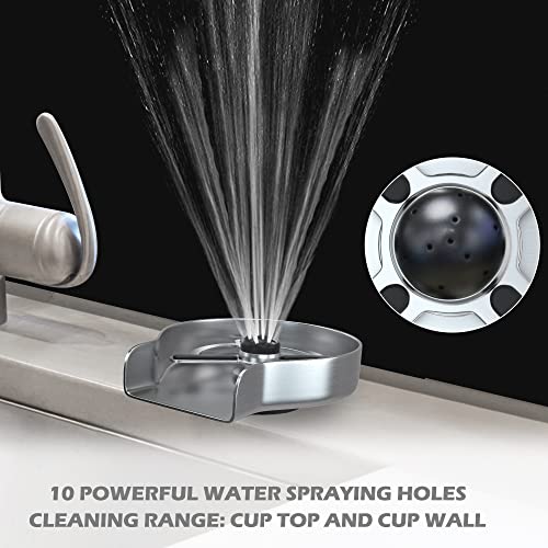 Suntage Metal Glass Rinser For Kitchen Sink Faucet, Cup Washer Sink Attachment, Glass Cup Cleaner, Cup Bottle Washer, Automatic Glass Washer For Bar Sink, Stainless Steel, Brushed Nickel Finish #TOP1