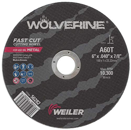 Roue de coupe Weiler 56282 Wolverine type 1 disque abrasif 15,2 cm pour meuleuse