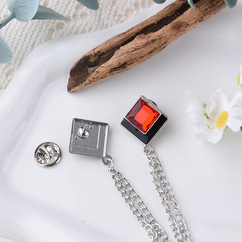 Image of Gem Brooch Pins Hanging Chain Lapel Pin for Men Suits Shirt Collar Brooch Square Crystal Brooch Pin Rhinestone Lapel Pins for Men Tassel Chain Brooch Collar Pins Business Suit Shirt Accessories