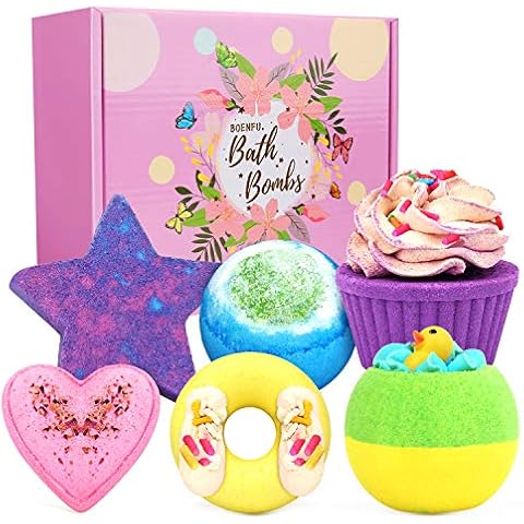 BOENFU Badebomben Geschenkset, 6er Handgefertigte Badebomben Kinder Cover