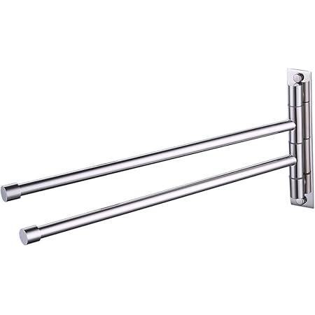 KES Toalleros de Baño Doble Brazo 180 Grados Giratorio Toalleros de Baño Pared Taladro Toallero Pared 2 Barras Acero Inoxidable SUS304 Acabado Pulido, ...