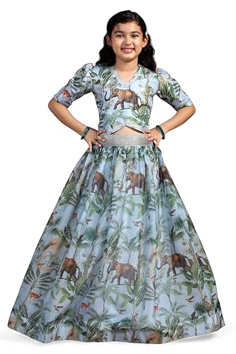 Image of Fashion Dream Girl's Silk Blend Readymade Lehenga Choli Set |Lehenga Choli for Girls|Ethnic Wear|Kids Lehenga