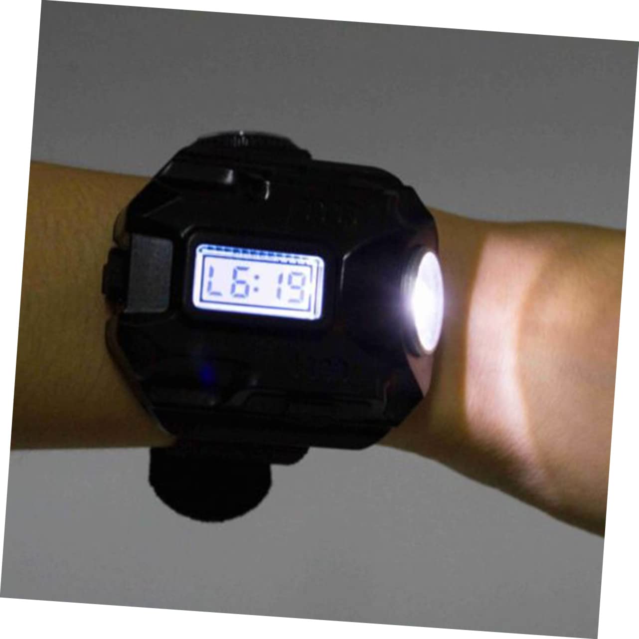 Kisangel 2stücke Outdoors Flashlight Watch Mit Wiederaufladbarer -ionen-batterie Verstellbares Nylonarmband Für Camping Und Nachteinsätze Schwarz