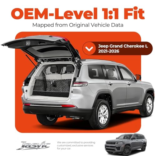Image of 3-Layer Cargo Net for Jeep Grand Cherokee L(3-Row) 2021-2026, Zoned Storage | Trunk Net with Integrated Zippered Storage Bag, Heavy-Duty Cargo Organizer Netting for Camping, Trips & Everyday Use