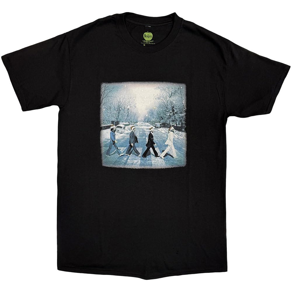 The Beatles Men's Abbey Christmas T-Shirt Black, Black, L