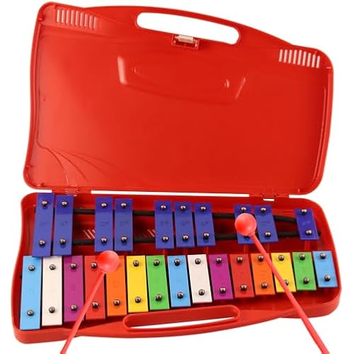 Eavnbaek 25 Notes Xylophone Professional Glockenspiel with Red Case Stick