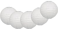 Vista 1 de Juego de 5 faroles de papel (blanco, 16 pulgadas)