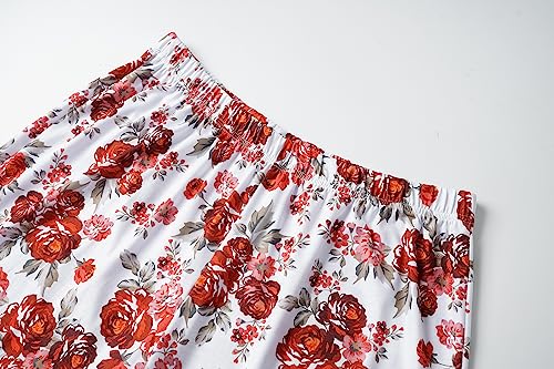 Image of Vozanet Women's V Neck Sexy Pajamas Capri Sets Mexican Style Floral Sleepwear 2PCS Totem Casual Nighty Plus Size M to 5XL