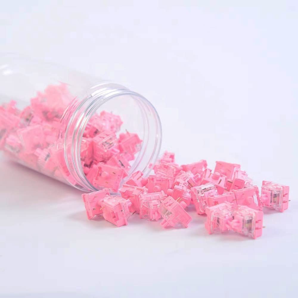 DucKey Interruttore KTT Rosa/Fragola, Switch Lineare Rosa Trasparente A 3 Pin 43g/45g per Tastiera da Gioco Meccanica Personalizzata (Axis Body : 110PCS, Color : Rose)
