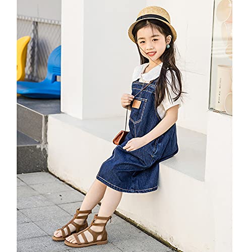 Bininbox Toddler Little Girls Summer Zipper Open Toe Gladiator Sandals Fashion Summer Boots Dress Flats(13.5 M Us Little Kid,Brown) #TOP6