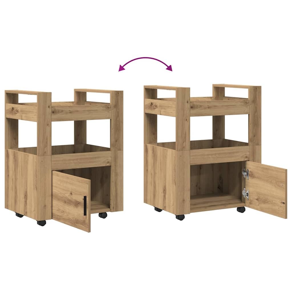 vidaXL Küchentrolley Artisan-Eiche 60 x 45 x 80 cm Holzwerkstoff | Passt perfekt in kleine Räume, Ausgestattet mit verriegelbaren Rädern für zusätzliche Stabilität,