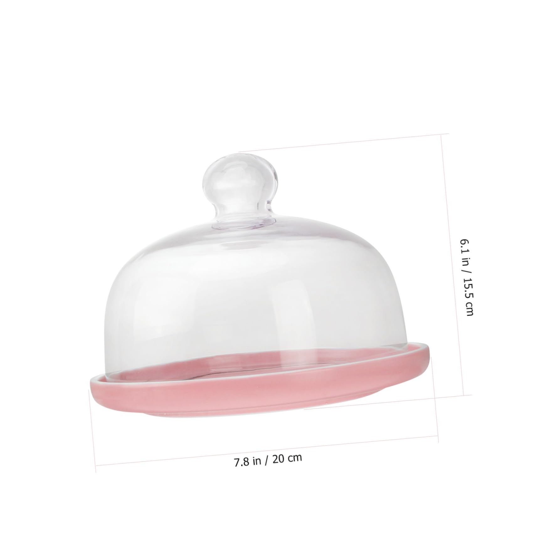 Keramik Desserttablett mit Glasdeckel, 1 Satz Rosa für Kuchen und Brot