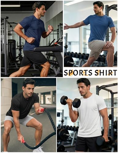 TACVASEN Herren UV-Schutz T-Shirts UPF 50+ Kurzarm Sonnenschutz Atmungsaktiv Trainingsshirt, Stumpfes Cyan, L