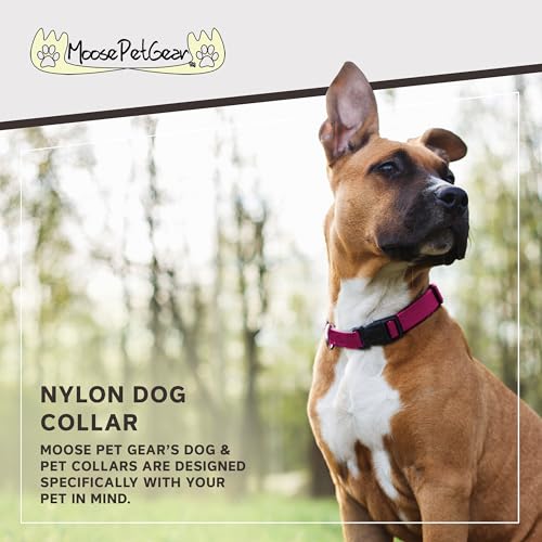 Image of Dog Collar - Colored Adjustable Pet Collars, 1 Inch Wide, Extra Large, Hot Pink