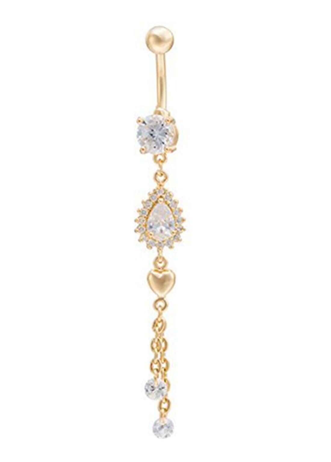 Sexy Waterdrop Zircon Dangle Navel Belly Button Ring Body Piercing Jewellery