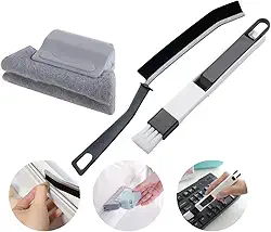 Escova Multiuso para Trilhos e Teclados, Esponja de Microfibra para Persianas e Escova para Cantos e Rejuntes – 3 Peças de Limpeza