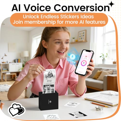 Image of Phomemo Sticker Printer, Bluetooth Thermal Mini Printer for DIY and Study | Phomemo M02 Mini Printer Sticker Maker, Sticker Printer Maker for Diaries /Photos, Portable Label Maker for Home /Travel, Black
