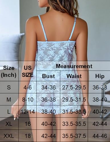 Image of Avidlove Sexy Pajama Set for Women Floral Lace Lingerie Set Sheer Sleepwear See Through Cami Shorts 2 Piece