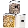 PANTRYSTAR Large Food Storage Containers with Lids Airtight 5.2L /176Oz, for Flour, Sugar, Baking Supply and Dry Food Storage, 3PCS BPA Free Plastic Canisters for Kitchen Pantry Organization