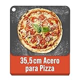 Chef Pomodoro Piedra Pizza Horno 35,6 x 30,5 cm (6,35 mm), Placa Acero Horno Pizza, Placa Acero Pizza, Plancha, Pedra Para pan y pizza, Tabla de Piedra en acero con orificios para levantar