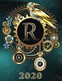 Weekly Planner Initial “R” Monogram 2020: Steampunk Teal Falcon and Clock Personalized 12-Month Large Print Letter-Sized Schedule Organizer by Week ... Teal BG Steampunk Monogram Falcon Watch)