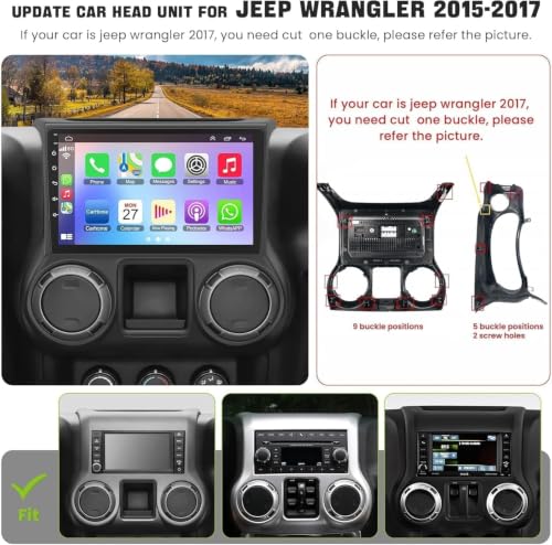 Image of (8Core + 64GB) 10.1 Inch QLED Touch Screen Car Radio for Jeep Wrangler 2015 2016 2017 with Carplay and Android Auto,Android 13 Jeep Wrangler Stereo Support Bluetooth,WiFi,GPS,FM Radio,Backup Camera