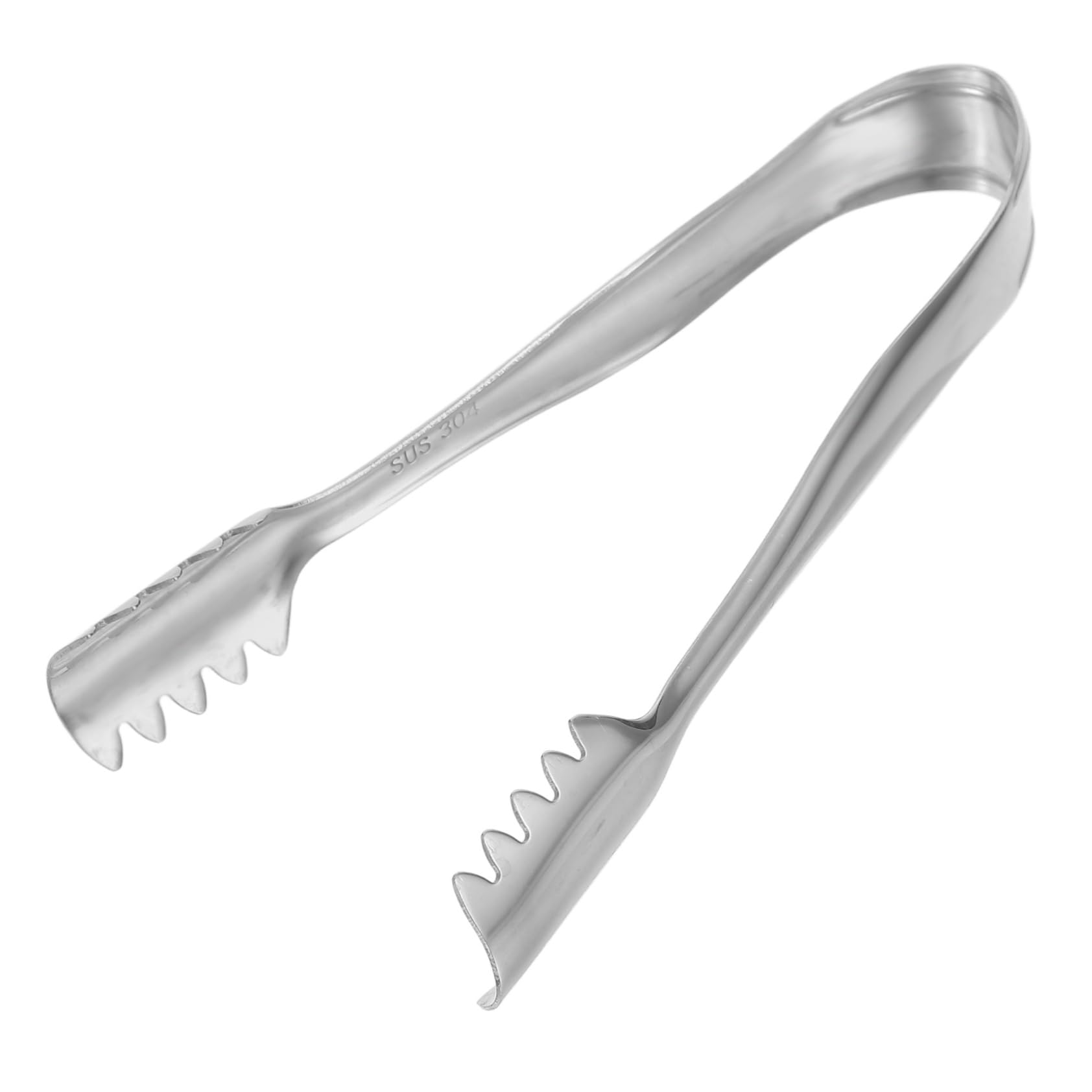 Mikinona Stainless Steel Ice Tongs with Teeth Multi Purpose Food Clips for Ice Cubes Sugar Cubes and Bread Portable Lightweight Kitchen Utility for Easy Gripping and Serving