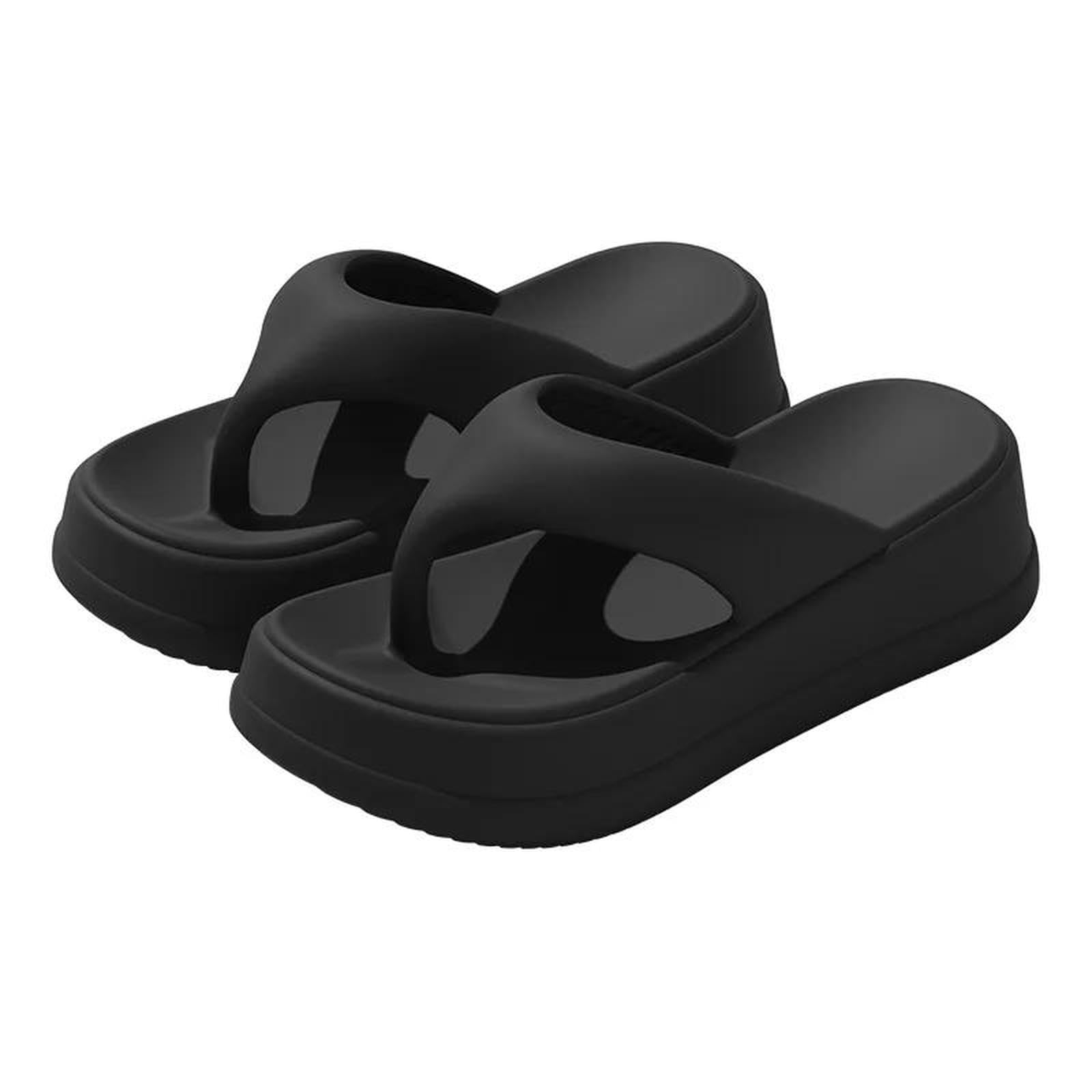 Gyios Summer Slippers Chunky Platform Rose Red Height Increase Eva Sandals Women Wedge Heel Beach Flip Flops Woman Lightweight Non Slip Sandals-black-36-37
