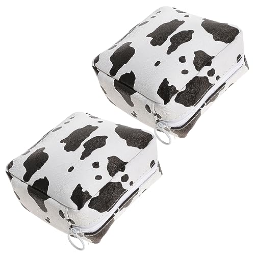 Mikinona 2個ポータブル防水サニタリーポーチ 牛柄大容量 衛生ナプキン収納バッグ ジッパー付き 便利な生理用品携帯用 小物入れ 学校 オフィス用点