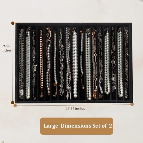 Image of Large Velvet Jewelry Tray Display Drawer Inserts 2 Pack