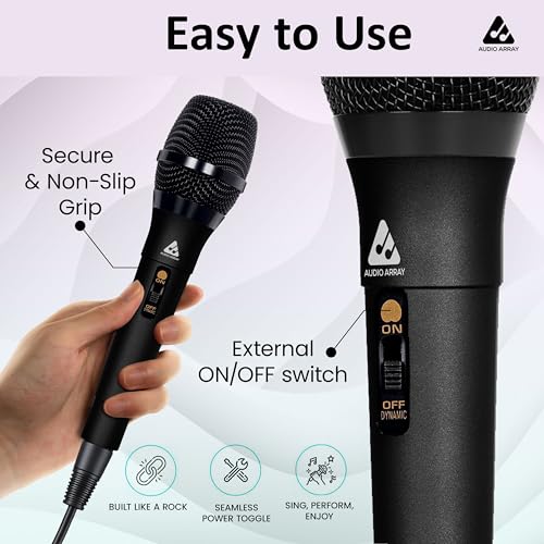 Image of Audio Array Dynamic XLR to TRS Microphone | 24Bit /48kHz | Cardioid Pickup | Metal Body & 14mm Diaphragm 3M Cable | for Podcast, Streaming, Vocal Recording & Studio Use | AM-C50