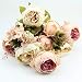 Kangnice Vintage Artificial Peony Silk Flowers Bouquet Wedding Room Floral Decor DIY, Beige and Pink