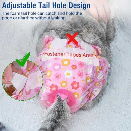 Image of Pet Soft Dog Diapers Female, Disposable Female Dog Diaper, Doggie Diapers for Cat Puppy with Adjustable Foam Tail Hole(Pink,36XS)