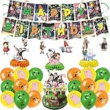 35 Pieces Gravity Cartoon Falls Party Decoration, Gravity Cartoon Theme Birthday Banner Honeycomb Centerpieces Cake Topper Party Latex Balloons for Cartoon Falls Birthday Party Supplies