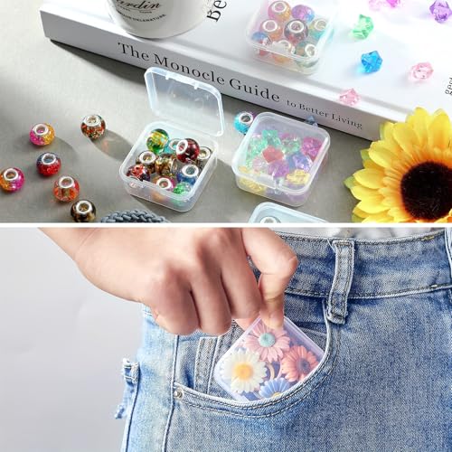 QYRDBGY 60 Stücke Aufbewahrungsboxen Klein (5,5 x 5,5 x 2cm), Perlen Aufbewahrungsbox aus Kunststoff Sortierboxen für Kleinteile Painting Zubehör Boxen für Knöpfe Bastelartikel Schmuck