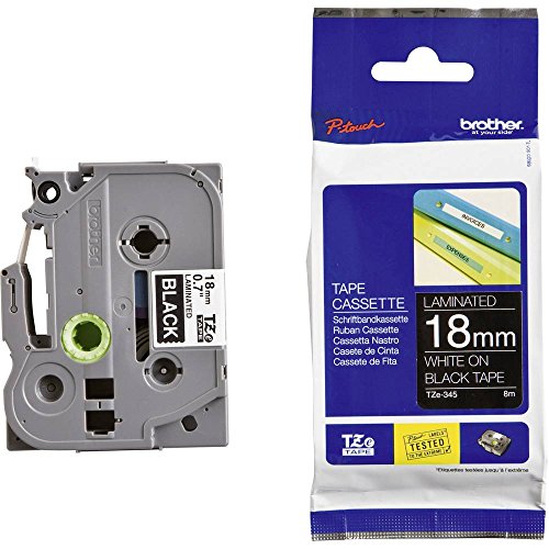 Brother TZe-345 Labelling Tape Cassette, 18 mm (W) x 8 m (L), Laminated, Brother Genuine Supplies - White on Black