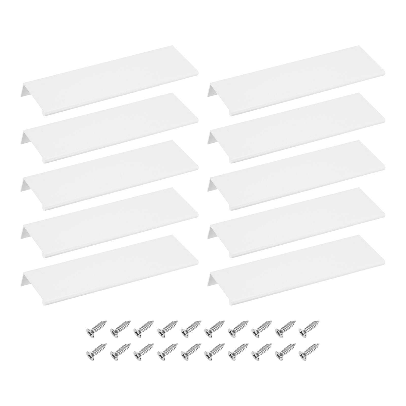 sourcing map Cabinet Finger Edge Pull, 10pcs 200mm / 7.87" Aluminum Alloy Back Mount Hidden Drawer Edge Handles, Modern Concealed Tab Pulls for Home Kitchen Furniture, White