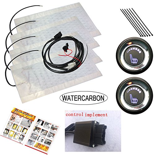 WATERCARBON Tech Era Carbon Fiber Seat Heater Kit Hi/Lo Setting, 2 Seats (6 Files LED Knob Switch Seat Heater Pad 2 SeatsÃ—1)