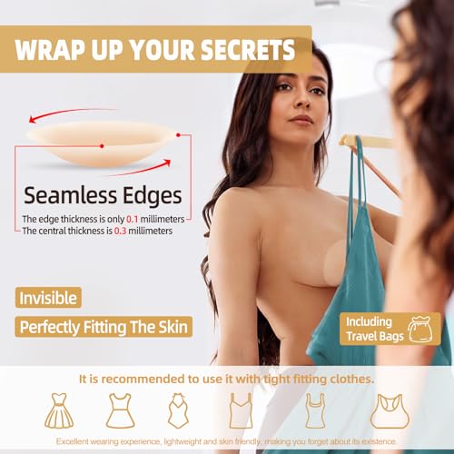 Nipple Covers No Show, No Sticky Reusable Silicone Nipple Pasties Bra, Grippy Breast Covers with Travel Box4