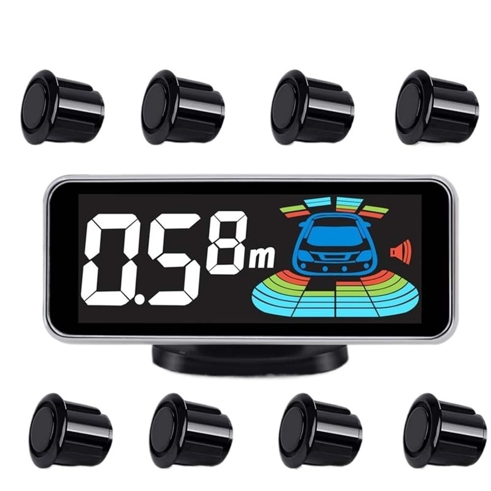 Sensore parcheggio PDC Radar retromarcia per auto kit 8 sensori parcheggio anteriori posteriori per rilevamento del monitor del veicolo, suono di retroilluminazione