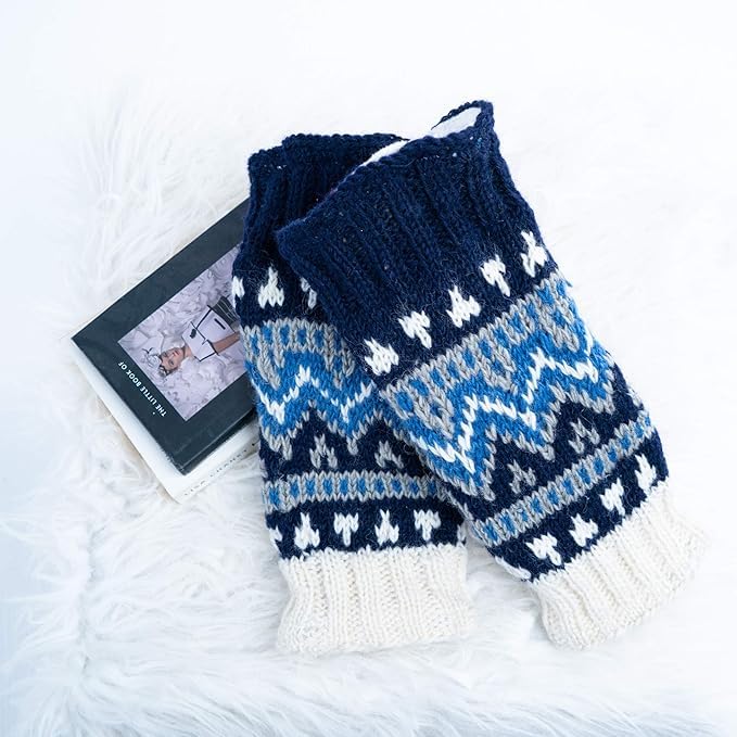 Image of Tibetan Socks Hand Knit Wool Fleece Lined Leg Warmers Boot Toppers