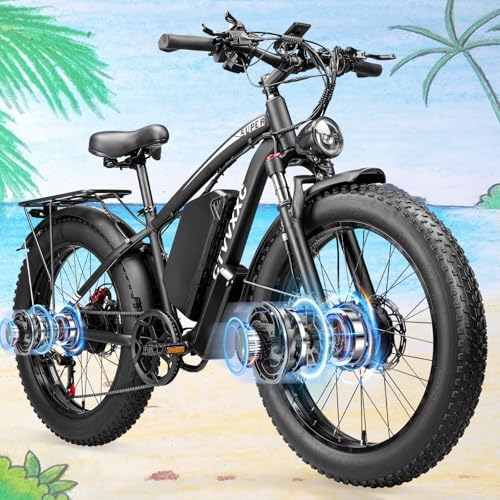 6000W Dual Motor Electric Bike for Adults - 52V 34Ah Fast Ebike with 45 MPH Max Speed for Men Women,Up to 100 Miles,24" Fat Tire Hydraulic Disc Brake Electric Bicycle,Off-Road Mountain Commuter E-Bike