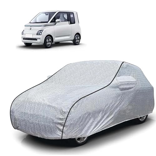 Image of Sulfar 100% Waterproof Car Body Cover Compatible with Mirror for MG Comet EV (Triple Stitched, Full Bottom Elastic, Magic Silver with Black Piping)