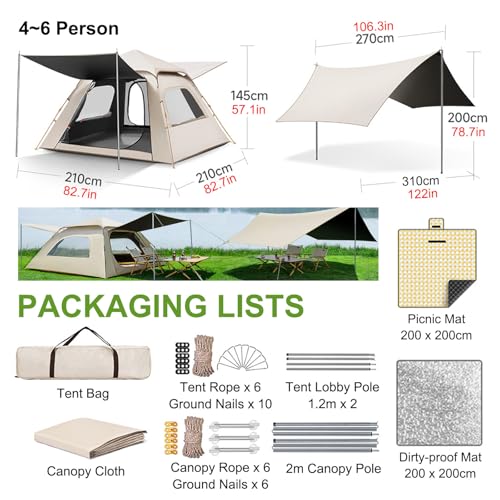 Carpa portátil para camping con toldo y tapete de picnic miniatura 7