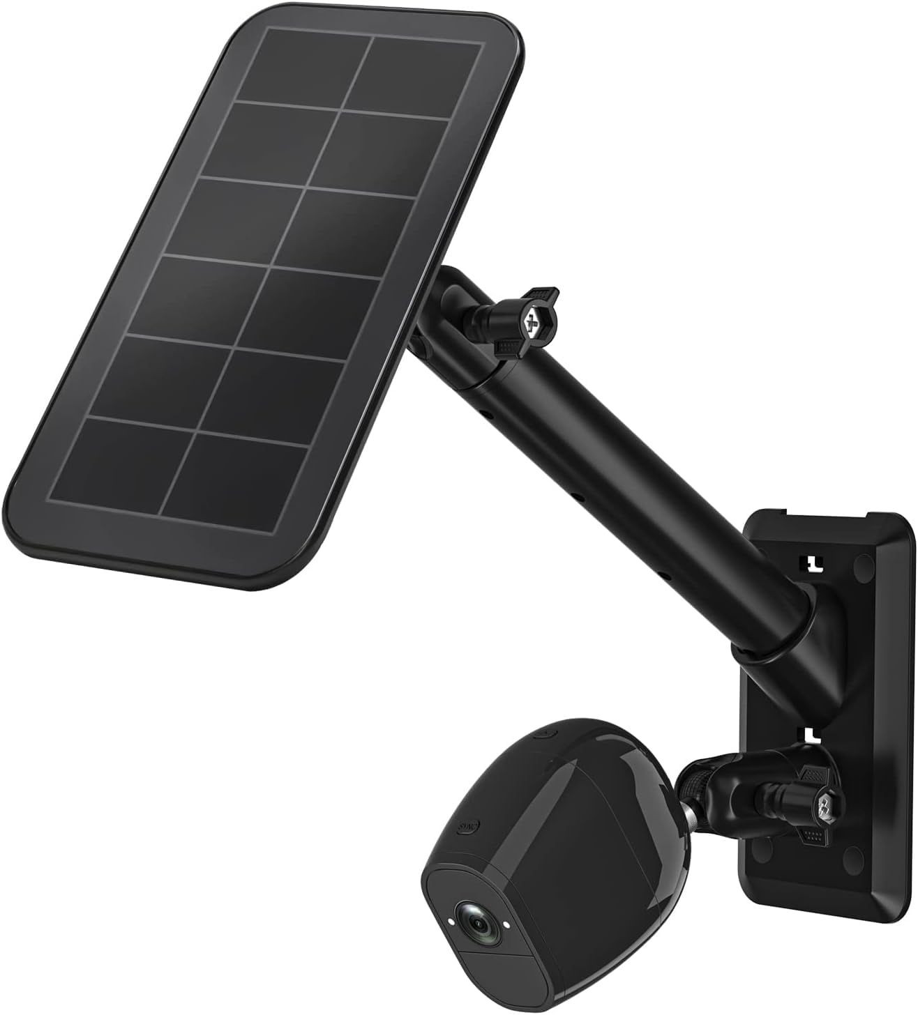 HOLACA 2 in 1 Wall Mount Compatible with Arlo Pro 4/3/Ultra/Essential, eufyCam 1/2/2C/2C Pro/3/3C/E, for Camera and Solar Panel with 1/4" Thread, Black