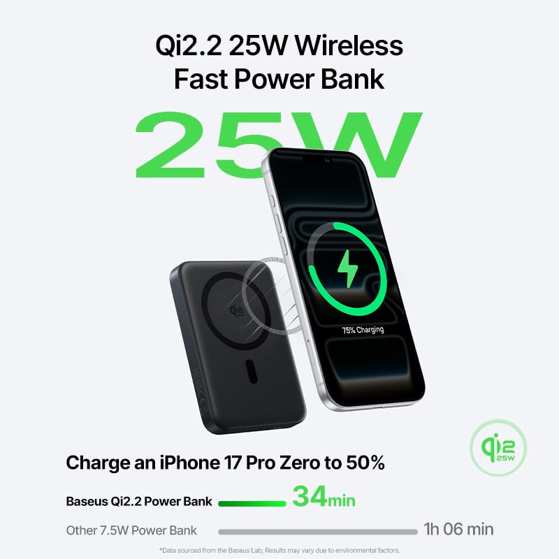 Baseus for MagSafe Portable Charger Qi2 2 25W Wireless Magnetic Power Bank 10000mAh with - image 3