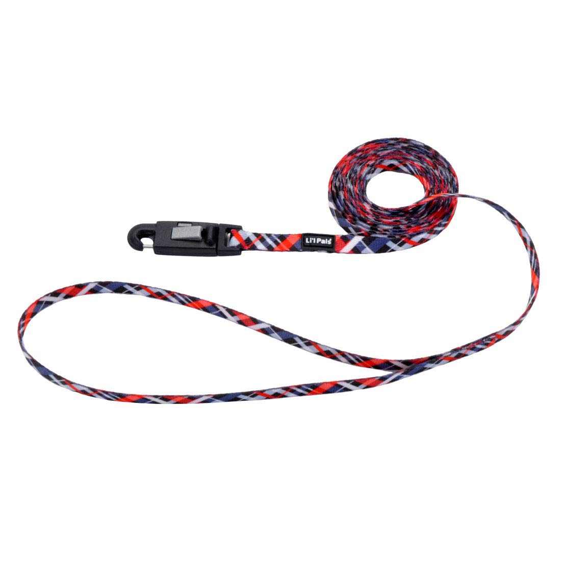 Coastal - Li'l Pals - Patterned Dog Leash with E-Z Snap, Red and Grey Plaid, 5/8" x 06'